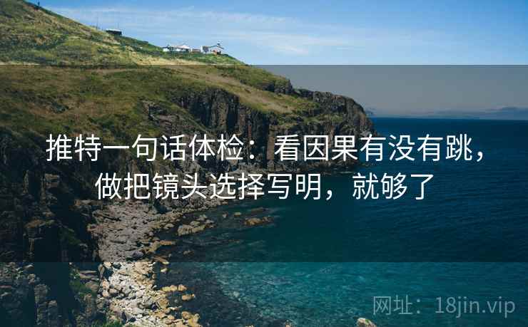 推特一句话体检：看因果有没有跳，做把镜头选择写明，就够了